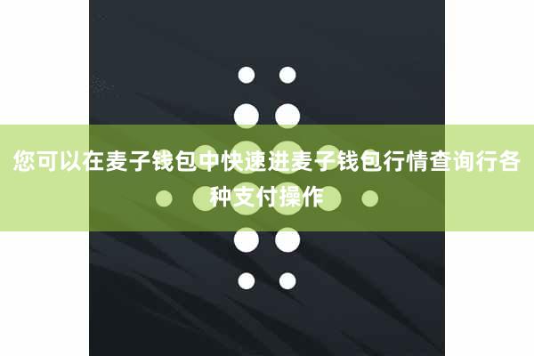 您可以在麦子钱包中快速进麦子钱包行情查询行各种支付操作