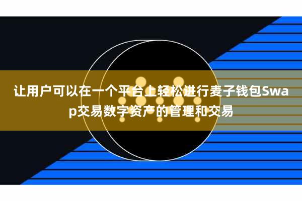 让用户可以在一个平台上轻松进行麦子钱包Swap交易数字资产的管理和交易